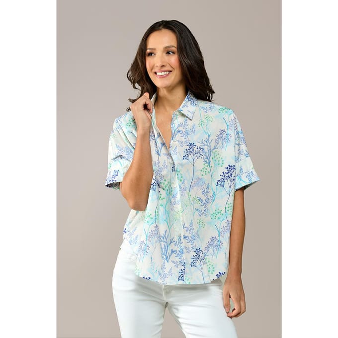 Caroline Tensen Leeds Oversized Print Blouse Wit / Navy