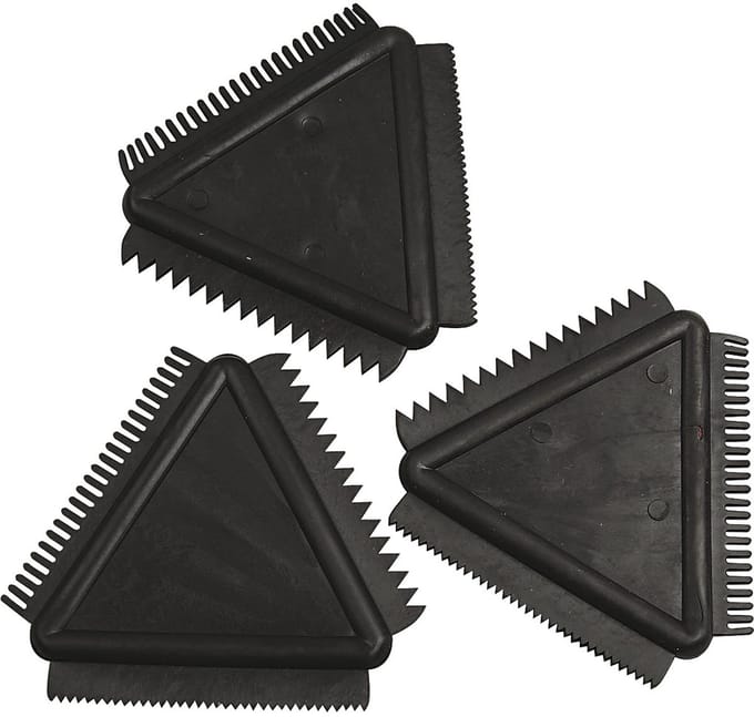 Structuurkam van rubber, afm 9 cm, zwart, 3 stuk/ 1 doos