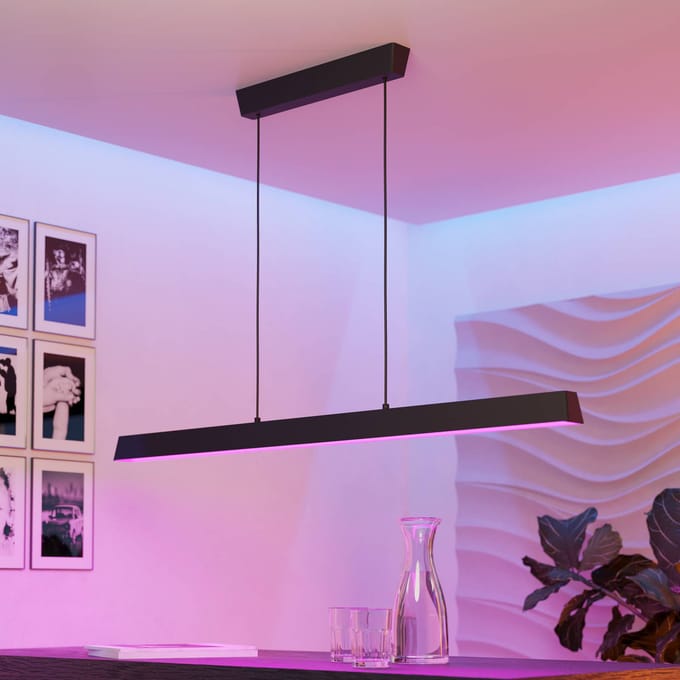 EGLO connect.z Simolaris-Z Smart Hanglamp - 122 cm - Zwart - Instelbaar RGB & wit licht - Dimbaar - Zigbee