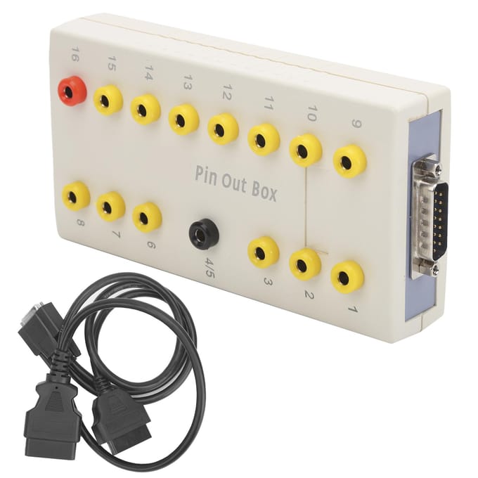 Boîtier de brochage OBD2 avec kit de câble de diagnostic Couvre tous les points de test Outil d'autodiagnostic beige