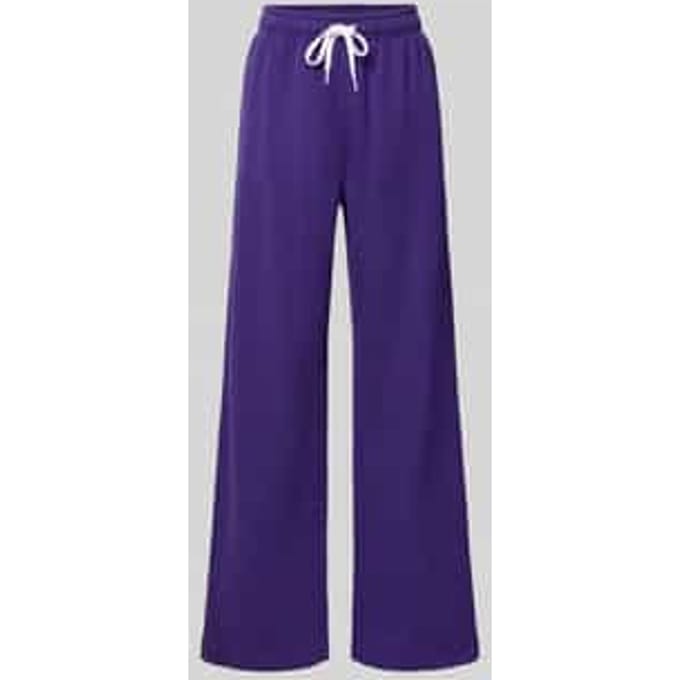 Wide leg sweatbroek van katoenmix met gestikt logo