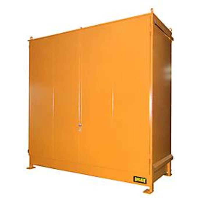 Stellingcontainer BAUER CEN 33-2 IBC, staal, dubbele scharnierdeur, B 3510 x D 1500 x H 3485 mm, oranje