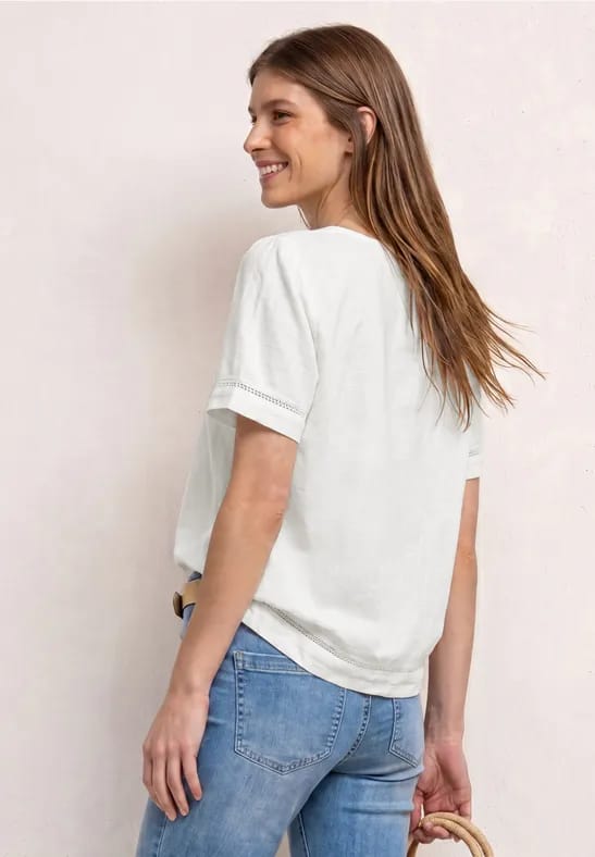 Blouseshirt met ronde hals en tapedetails