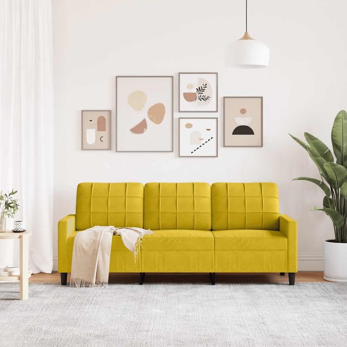 vidaXL - Driezitsbank - 180 - cm - fluweel - geel