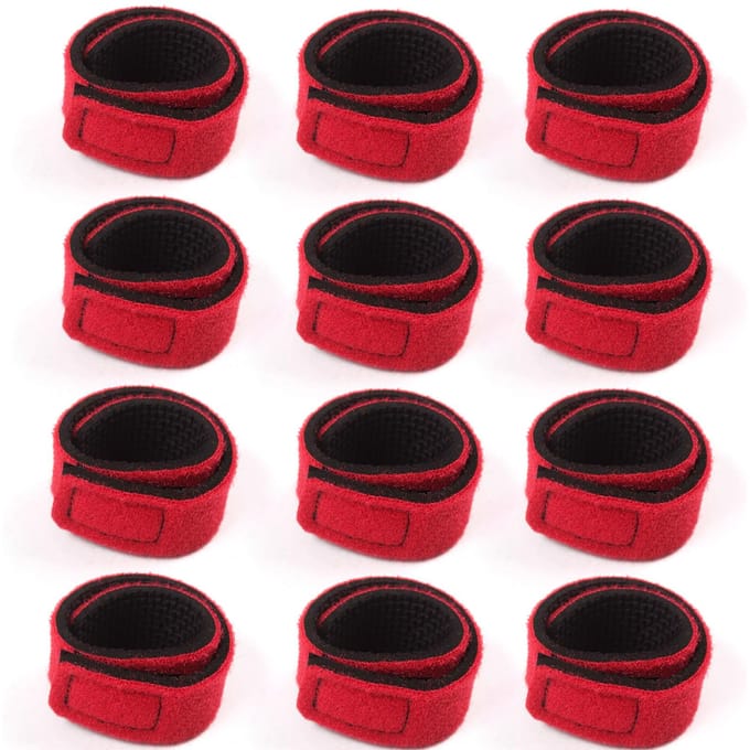 Lot de 12 sangles élastiques pour canne à pêche 12pcs rouge