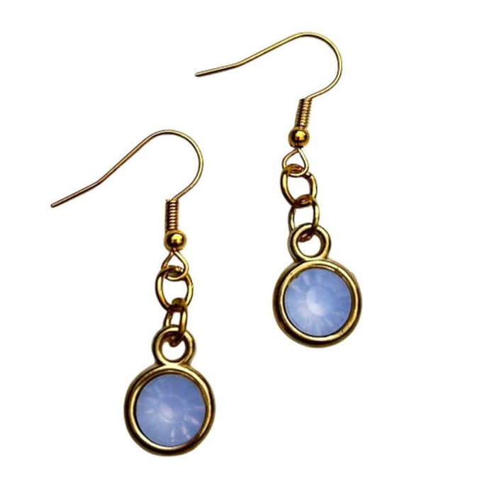 2 Love it Bling - Oorbellen - Lengte 4 cm - Stainless steel - Wit - Goudkleurig