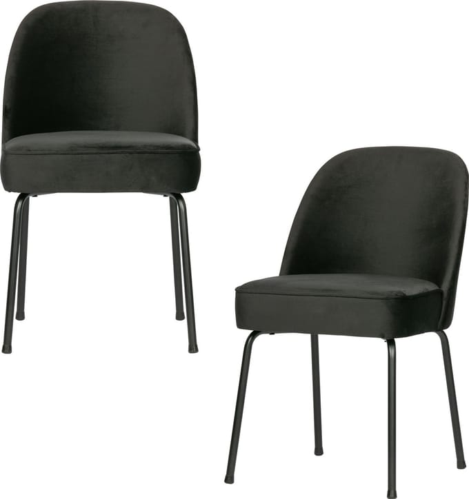 WOOOD Vogue Eetkamerstoelen - Fluweel Zwart - Set van 2