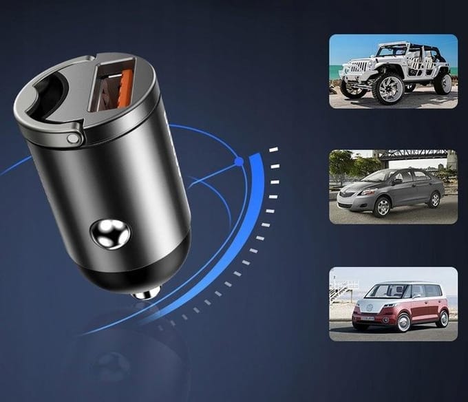 Baseus Mini USB Autolader QC 3.0 30W Snellader Grijs