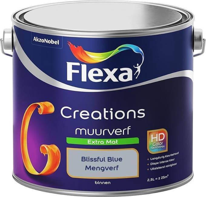 Flexa - Creations Muurverf Extra Mat - Blissful Blue - Mengverf - 2,5 L