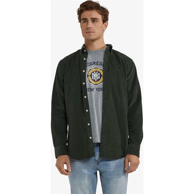 McGregor Corduroy Shirt Dark Olive Größe: M | Casual hemden Outlet | Herren | Grün