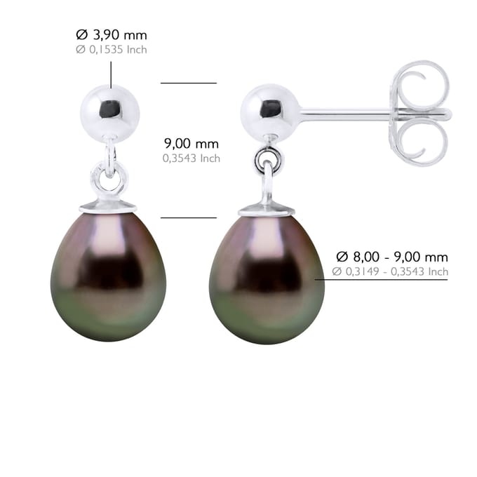 Oorbellen Echte Cultuur Tahiti Parel Parel 8-9 mm