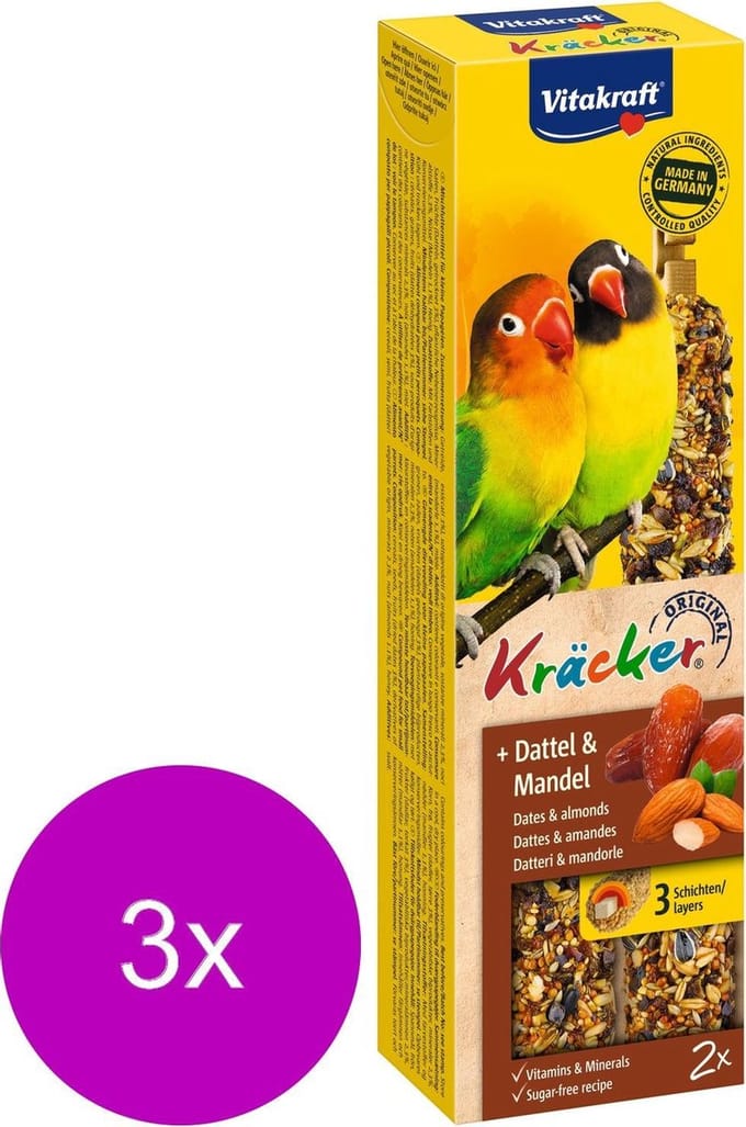 Vitakraft Agapornis Kracker - Vogelsnack - Fruit - 3 x 2 st
