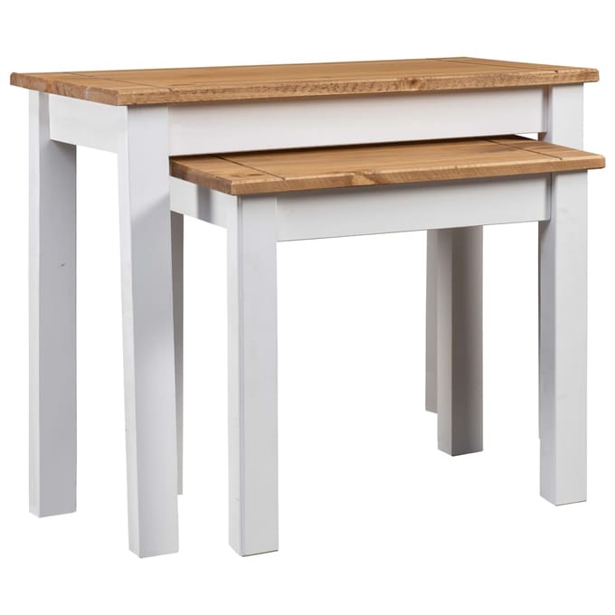 vidaXL - 2-delige - Tafeltjesset - Panama - Range - massief - grenenhout - wit