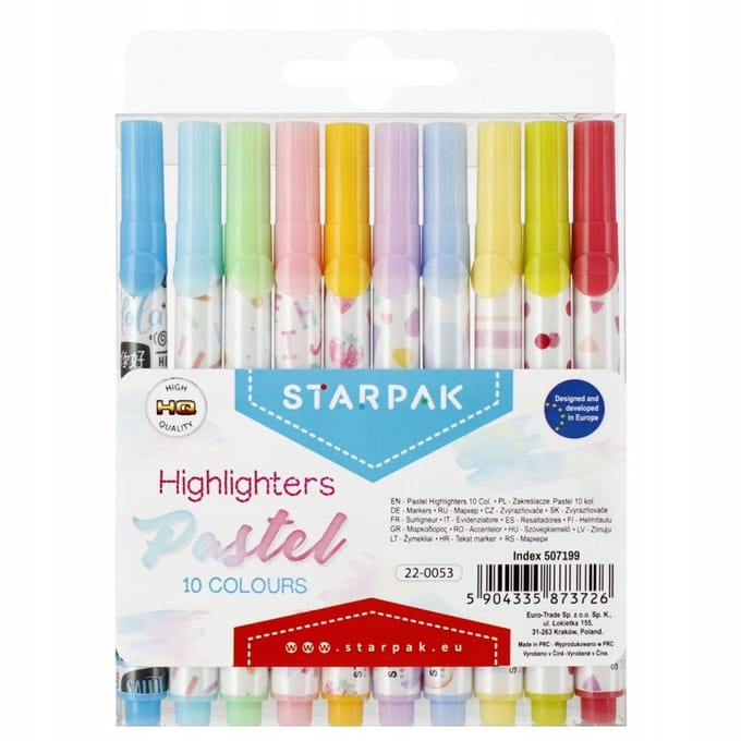 Starpak Pastel markeerstiftset - 10 levendige kleuren
