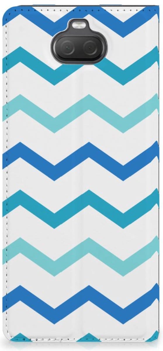 Sony Xperia 10 Hoesje met Magneet Zigzag Blauw