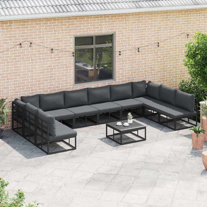 vidaXL - Tuinbank - Set - 10 - st - Zwart - Aluminium