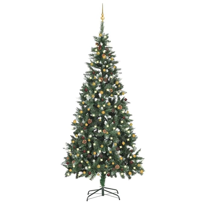 vidaXL - Kunstkerstboom - met - verlichting - en - kerstballen - 210 - cm