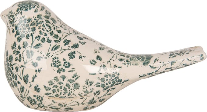 Clayre & Eef Decoratie Beeld Vogel 25x10x13 cm Beige Keramiek