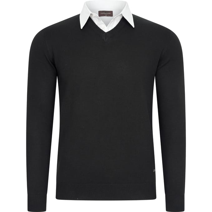 Cappuccino Italia - Heren Trui Pullover Mock - Zwart - Maat XL