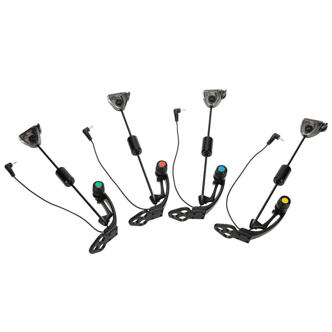 4 stuks LED-visserswingersset Visbeetindicator Illuminator Karpervisgerei met draagtas zwart