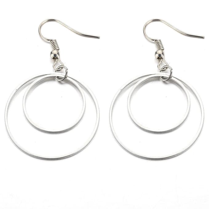 Oorhangers met dubbele ringen zilverkleurig