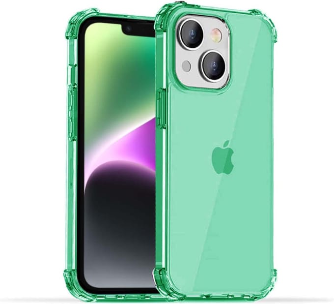 Smartphonica iPhone 14 Plus transparant shockproof siliconen hoesje met stootrand - Groen geschikt voor iPhone 14 Plus
