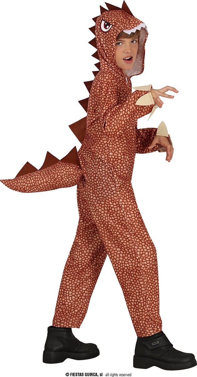 Dinosaurus Onesie Kind Bruin - 7-9 jaar / 115-135cm