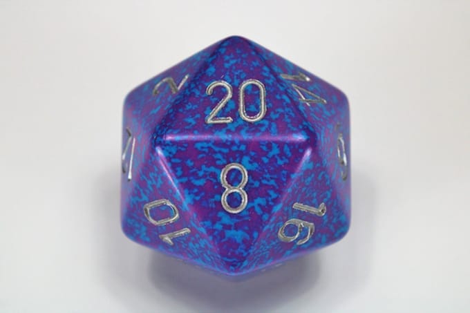 Dobbelsteen D20 Silver Tetra Speckled 34mm - Accessoires