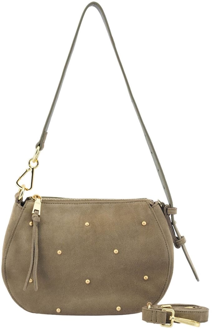 FREDsBRUDER Leren schoudertas The Beaded Shoulder Bag Greyish Khaki groengrijs