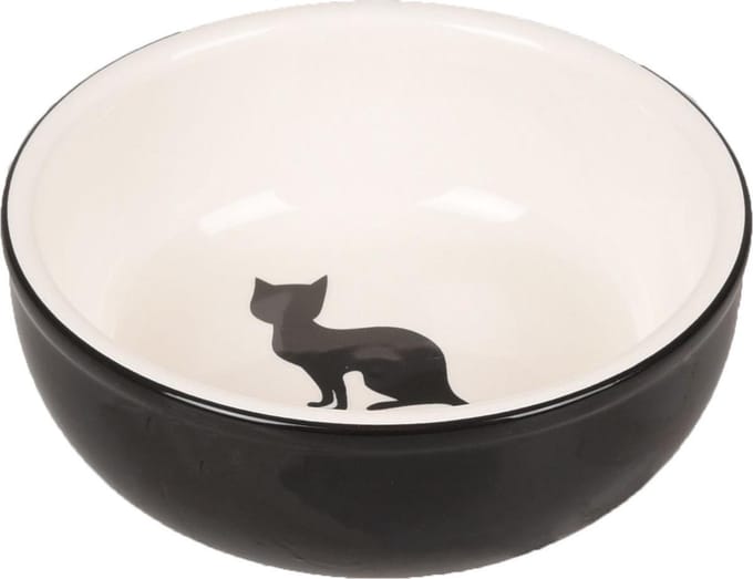Flamingo - Katten eet-en drinkbak Nala - Zwart/wit - 13 x 13 x 4.5 cm