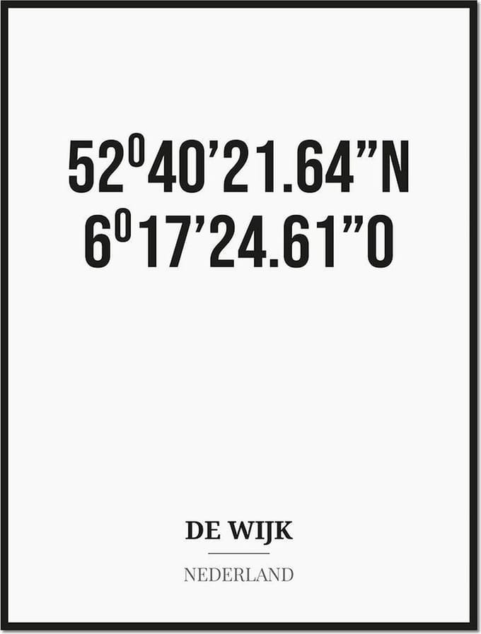 Poster/kaart DE WIJK met coördinaten