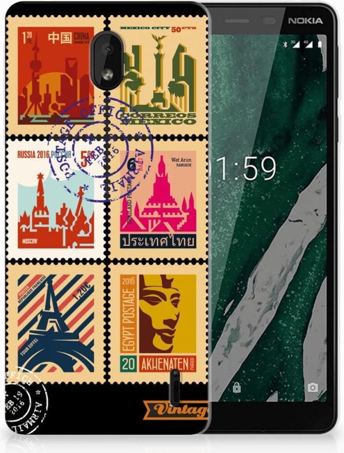 Nokia 1 Plus Siliconen Back Cover Postzegels