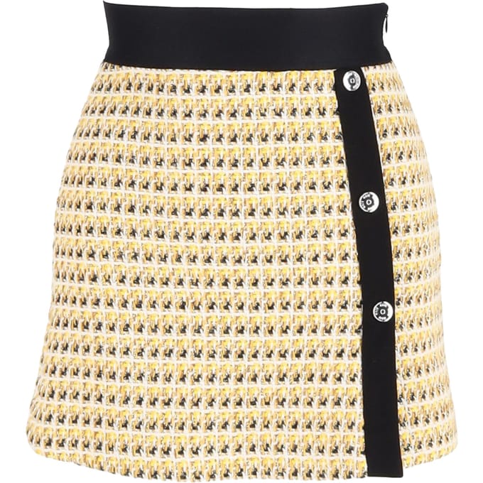 Maje Jaune minirok van gele katoenen tweed