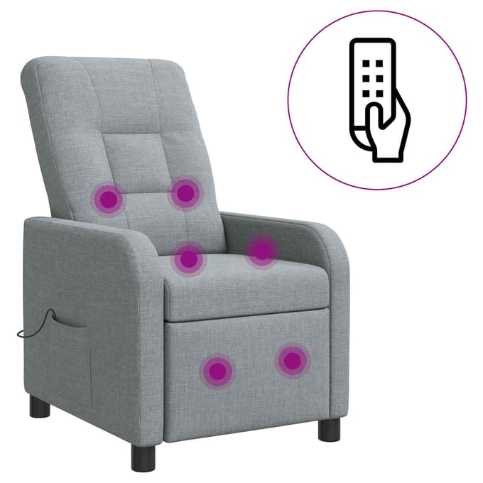 vidaXL - Massage - Relaxstoel - Lichtgrijs - Stof