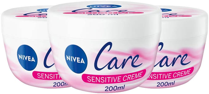 NIVEA Care Bodycrème Sensitive - 3 x 200 ml - Voordeelverpakking
