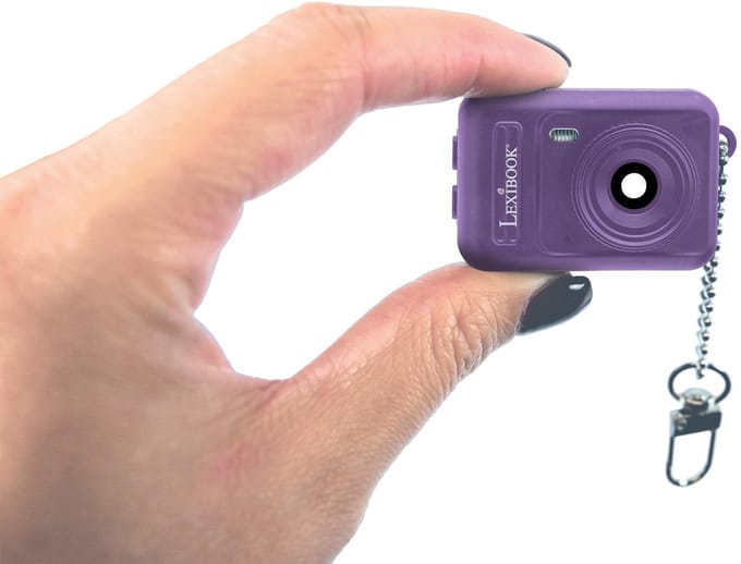 Sleutelhanger Miniatuur Digitale camera Lichtroze met ingebouwd flashgeheugen
