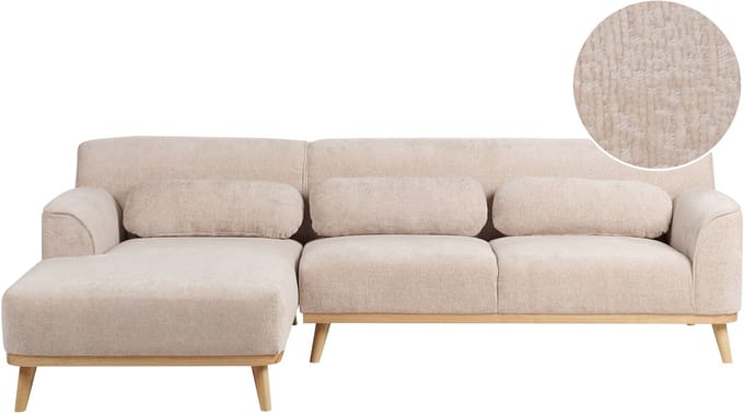 SIMOS - Hoekbank - Beige - Rechtszijdig - Chenille