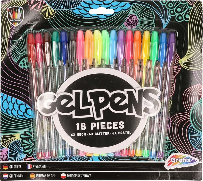 Gelpennen - 18 stuks - gekleurd - kunststof - 15 cm