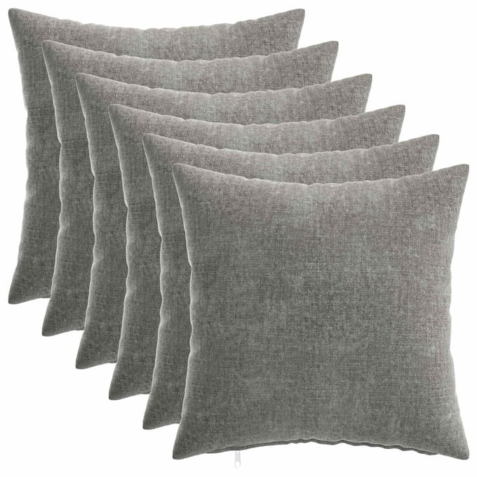 vidaXL - Kussensloop - 6 - st - HEERLEN - Donkergrijs - 30 - x - 30 - cm - Chenille - Stof
