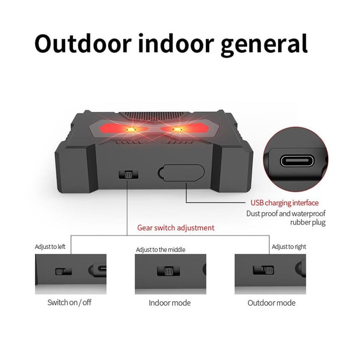 Solar Animal Repellent Tool Waterdichte ultrasone wasbeerverjager met LED-flitslamp zwart