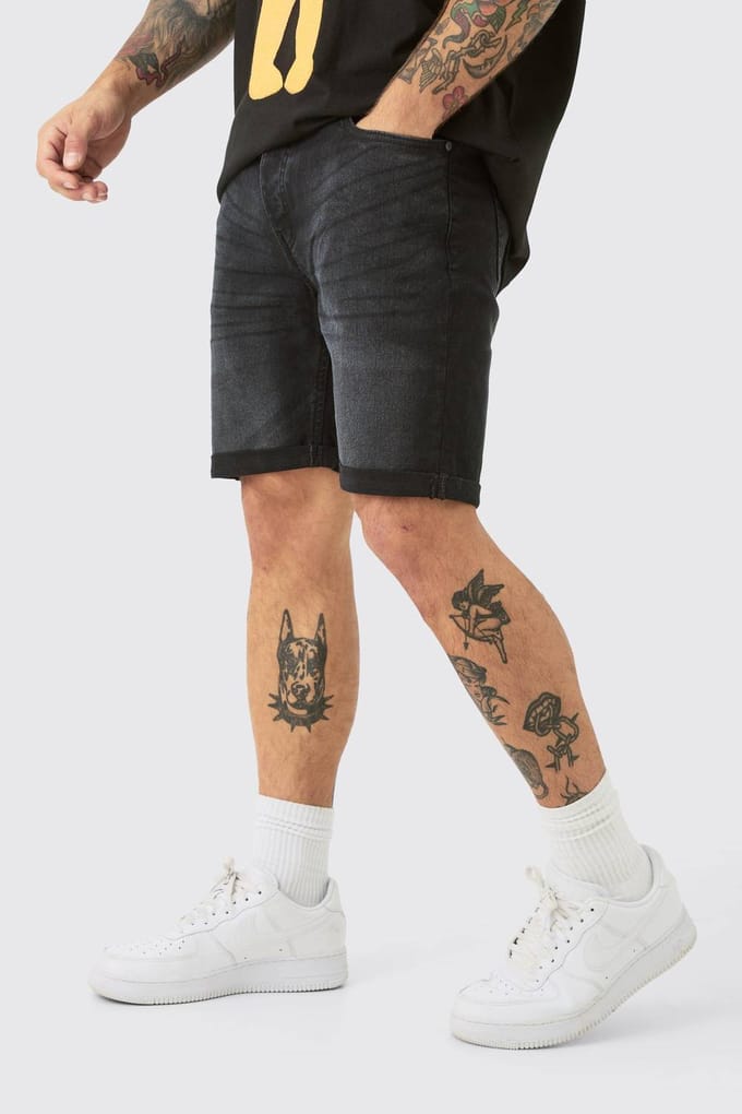 Skinny Stretch Denim Shorts in Zwart | Black | Size 32
