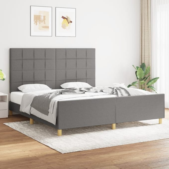 vidaXL - Bedframe - zonder - matras - stof - donkergrijs - 180x200 - cm