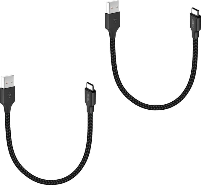 2x usb A naar usb C kabel - 30cm set - Korte kabeltjes voor auto - Usb naar usb C - Phreeze