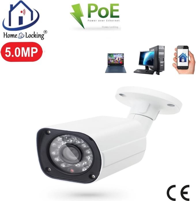 Home-Locking POE IP-camera bullet met bewegingsdetectie 5.0MP. C-1253