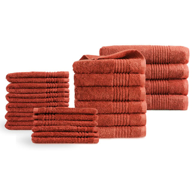 PHLOX Supreme Handdoeken 22 delig set - Zware kwaliteit 600 g/m2 - Terracotta