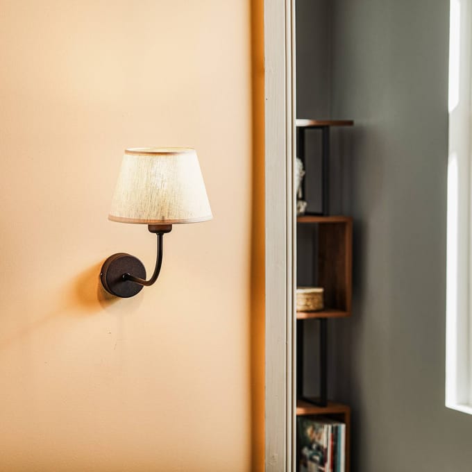 TK Lighting Wandlamp Chicago met kap van linnen