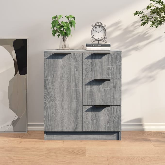 vidaXL - Dressoir - 60x30x70 - cm - bewerkt - hout - grijs - sonoma - eiken