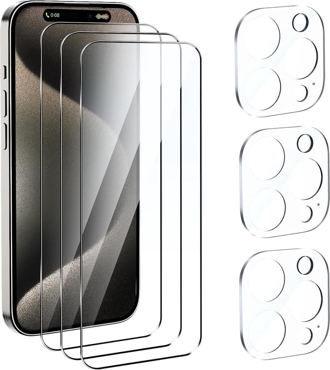 Screenprotector 3x en Camera lens protector 3x - Glasplaatje - Tempered glass Screen protector Geschikt voor: iPhone 16 Pro - Beschermglas