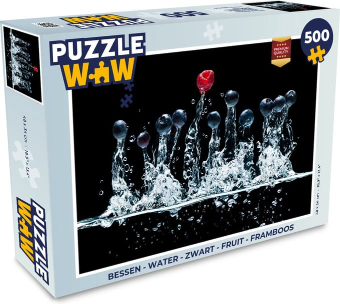 Puzzel Bessen - Water - Zwart - Fruit - Framboos - Legpuzzel - Puzzel 500 stukjes
