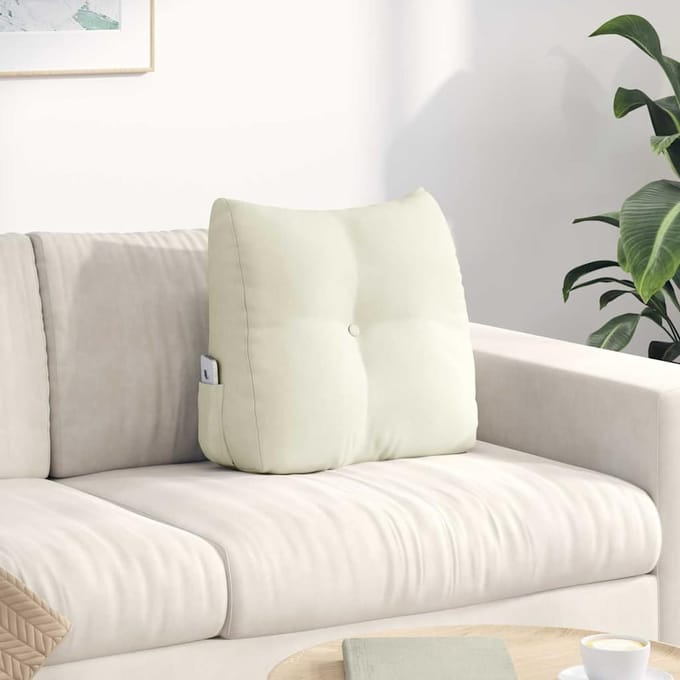 vidaXL - Rugkussen - Crème - 45 - x - 24 - x - 50 - cm - Fluweel